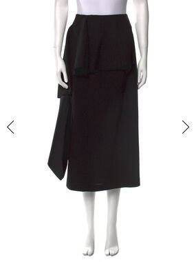 REJINA PYO Black Draped Midi Skirt ruffle classy rare